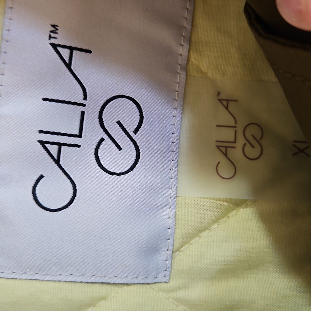 CALIA Women’s Crop Trench Jacket:  DARK KHAKI OLIVE: NEW WITH TAGS: SIZE XL - Picture 3 of 5